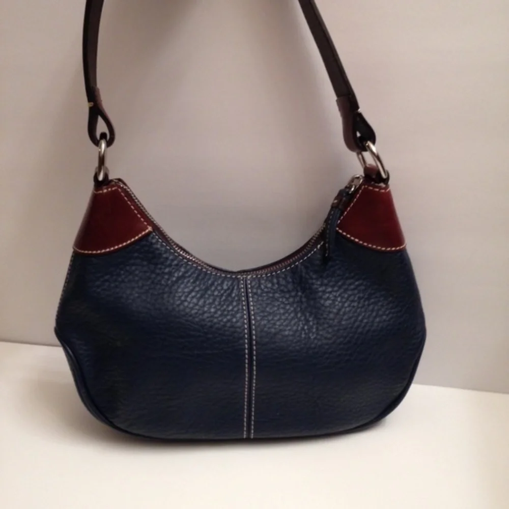 DOONEY & BOURKE AWL pebbled leather hobo bag blue